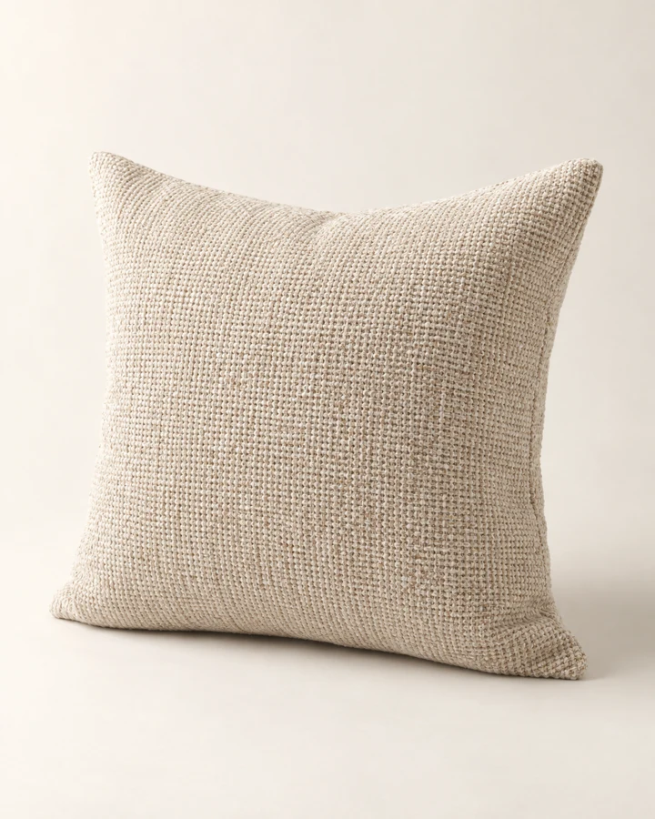 Oatmeal color with a textured finish. One cushion cover; insert not included.